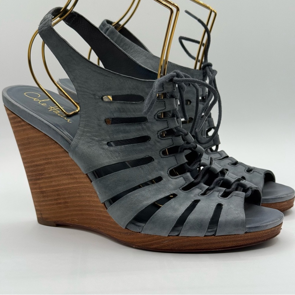 Cole Haan Nike Air Skye Lace Up Strappy Gladiator Wedge Size 10B - Picture 5 of 15